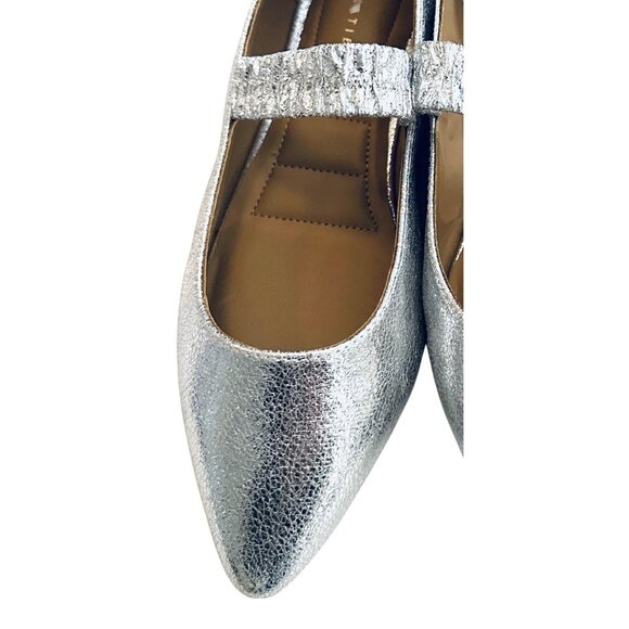 NEW Kelly & Katie Women's Silver Metallic Maryjane Flats - 7.5- Glam-sparkly - Picture 4 of 4